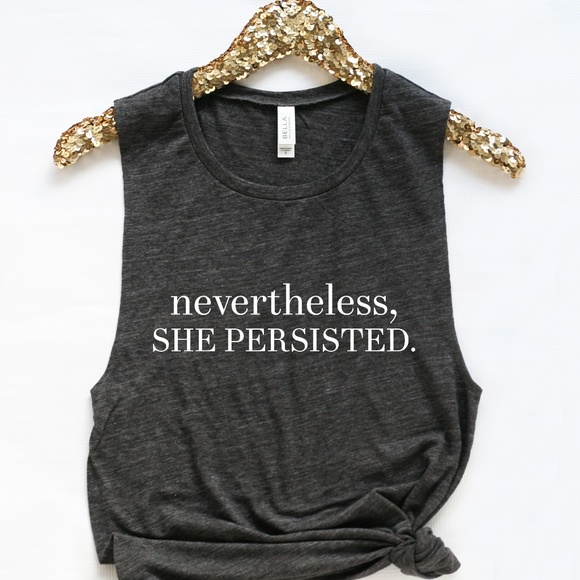 ABBY & GRACE Tops - NWT Nevertheless She Persisted Muscle Tank - Gray